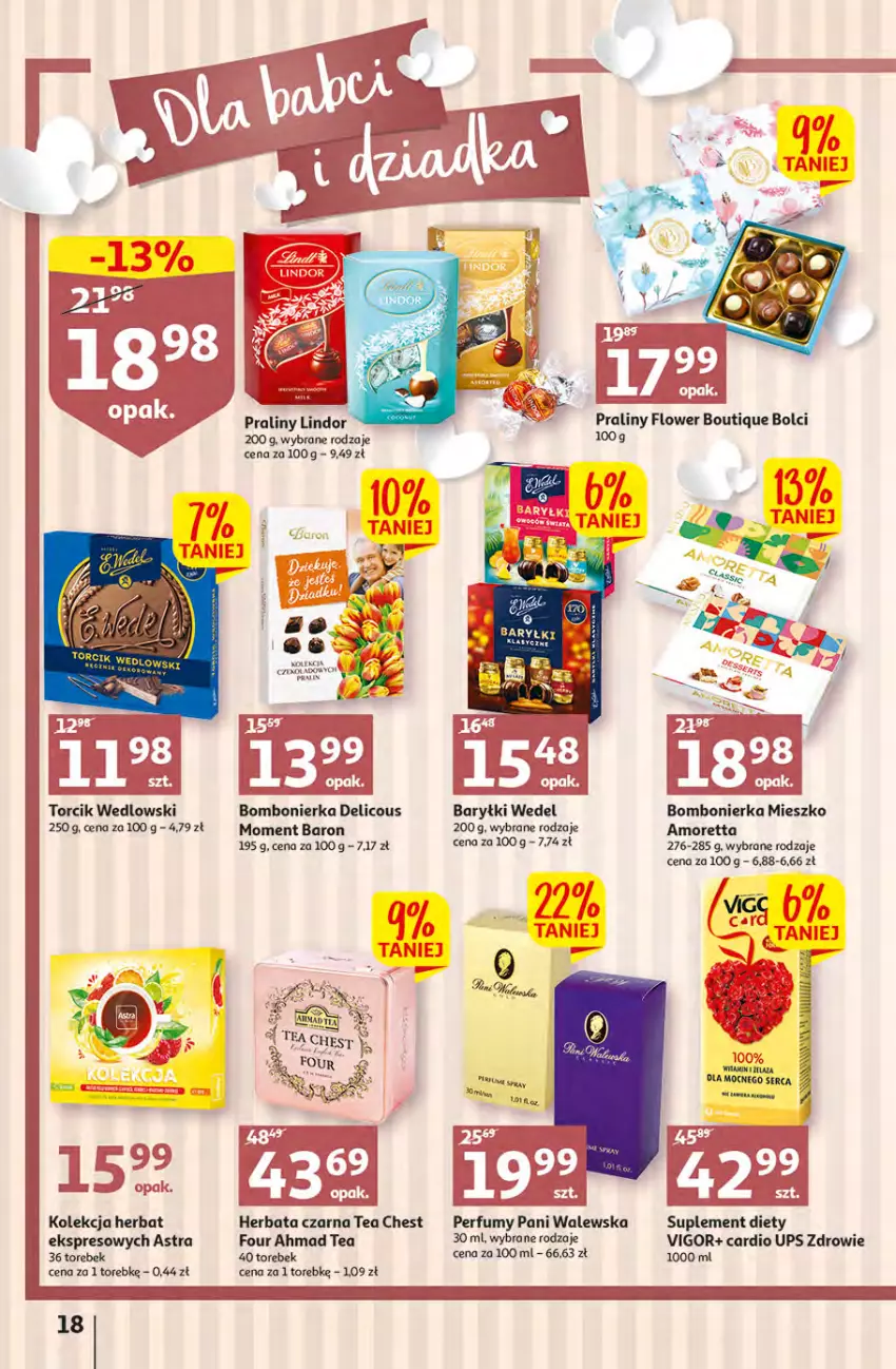 Gazetka promocyjna Auchan - Gazetka MAXI rewelacje Auchan Hipermarket - ważna 12.01 do 18.01.2023 - strona 18 - produkty: Baryłki, Herbata, Herbata czarna, Jaja, Lindor, Orka, Perfum, Praliny, Ser, Suplement diety, Zdrowie