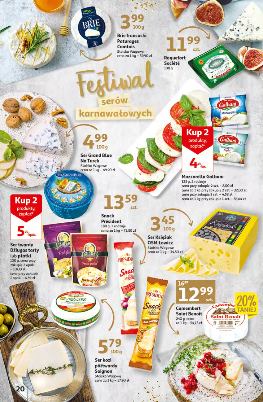 Gazetka promocyjna Auchan - Gazetka MAXI rewelacje Auchan Hipermarket - ważna 12.01 do 18.01.2023 - strona 20 - produkty: Brie, Camembert, Galbani, Gra, Mozzarella, Ser, Ser kozi