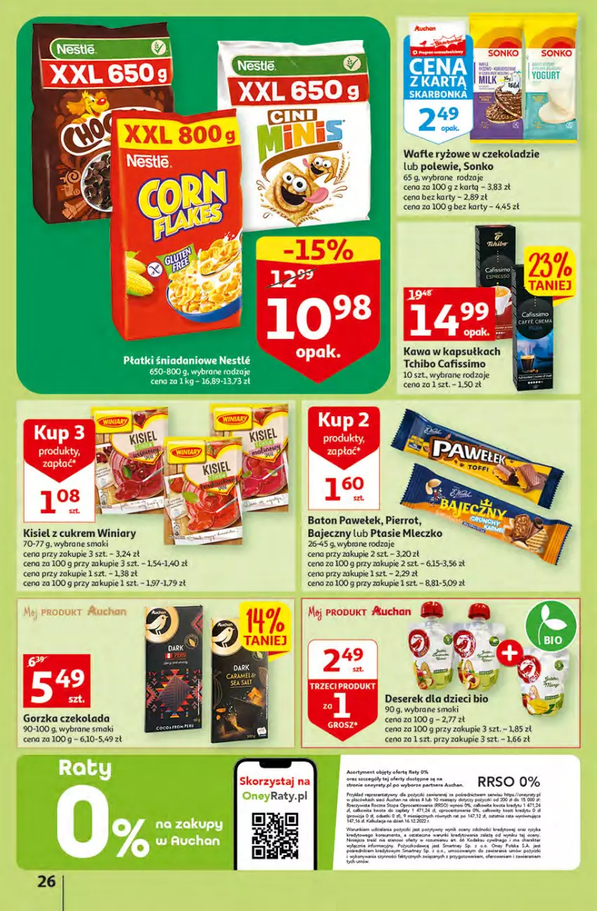 Gazetka promocyjna Auchan - Gazetka MAXI rewelacje Auchan Hipermarket - ważna 12.01 do 18.01.2023 - strona 26 - produkty: Baton, Cafissimo, Czekolada, Danio, Deser, Fa, Gra, Gry, Kawa, Kisiel, Mleczko, Ptasie mleczko, Ryż, Ser, Serek, Sonko, Tera, Wafle, Wagi, Winiary