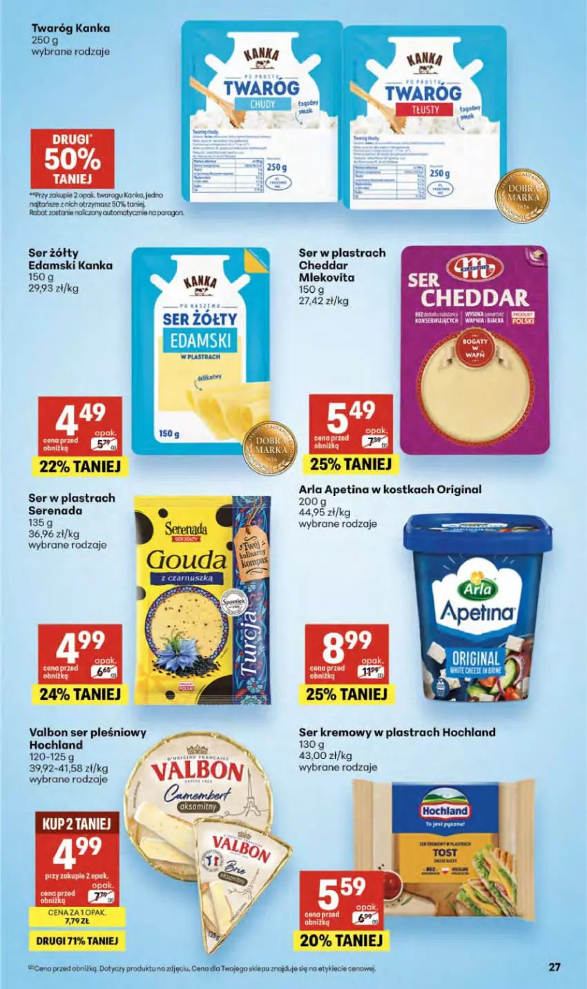 Gazetka promocyjna Delikatesy Centrum - Franczyza DC22 Czwartek - ważna 28.05 do 10.06.2026 - strona 27 - produkty: Cheddar, Edam, Gin, Hochland, LG, Ser, Ser pleśniowy, Twaróg