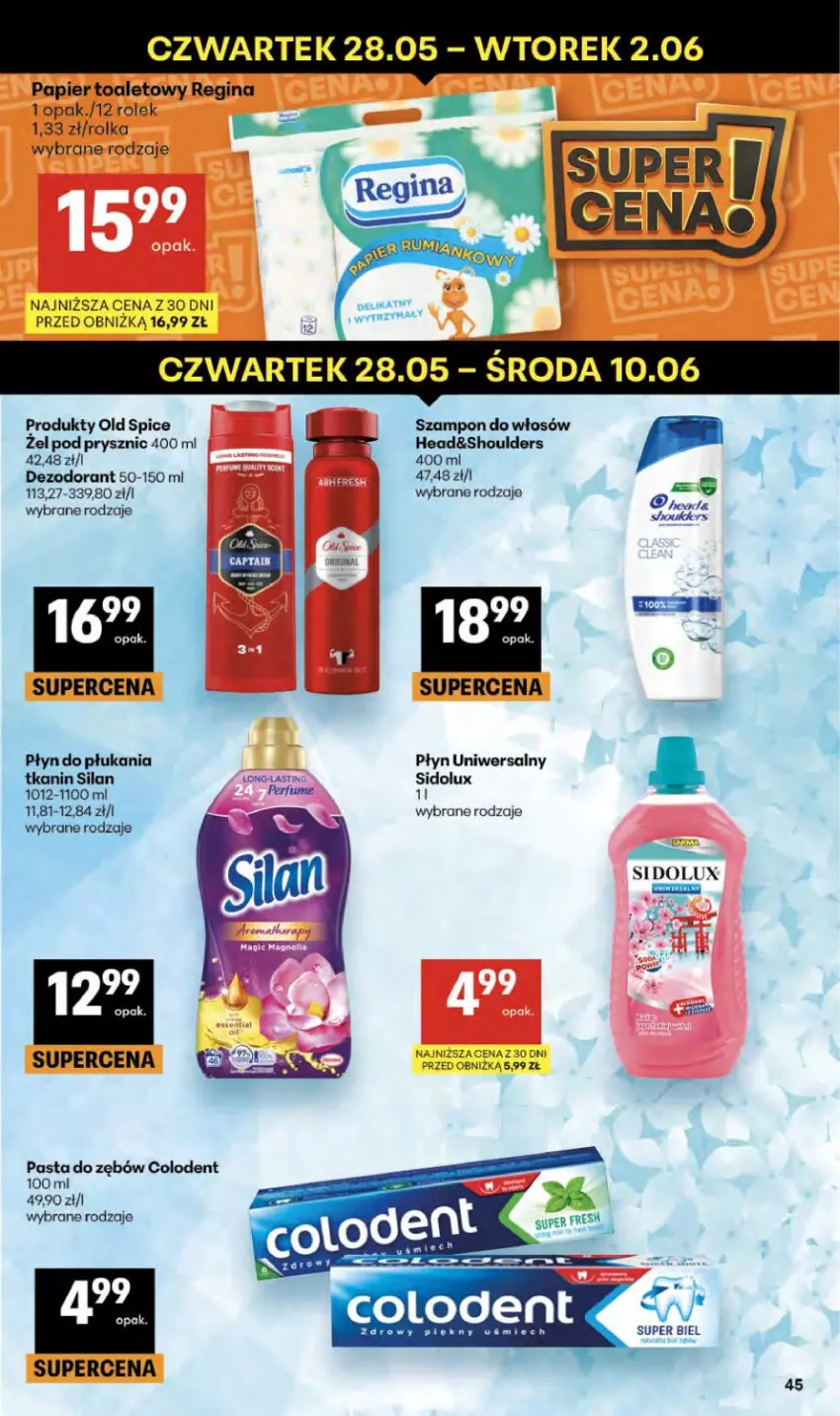 Gazetka promocyjna Delikatesy Centrum - Franczyza DC22 Czwartek - ważna 28.05 do 10.06.2026 - strona 45 - produkty: Dezodorant, Gin, Old Spice, Papier, Papier toaletowy, Pasta do zębów, Perfum, Płyn do płukania, Sidolux, Silan, Szampon