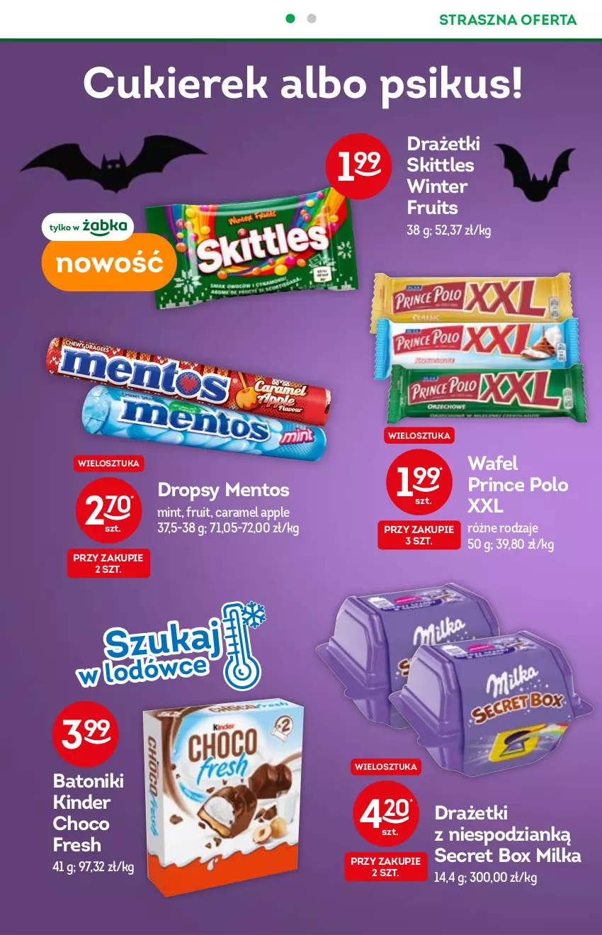 Gazetka promocyjna Żabka - ważna 27.10 do 09.11.2021 - strona 22 - produkty: Baton, Cukier, Kinder, Mentos, Milka, Prince Polo, Tonik