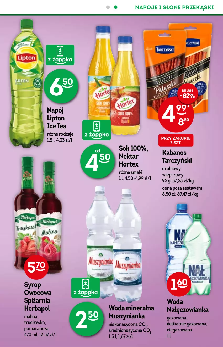 Gazetka promocyjna Żabka - ważna 27.10 do 09.11.2021 - strona 25 - produkty: Herbapol, Hortex, Ice tea, Kabanos, Lipton, Mus, Muszynianka, Nałęczowianka, Napój, Napoje, Nektar, Sok, Syrop, Tarczyński, Woda, Woda mineralna