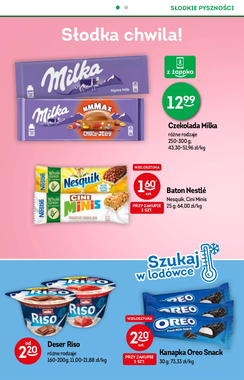 Gazetka promocyjna Żabka - ważna 27.10 do 09.11.2021 - strona 42 - produkty: Baton, Cini Minis, Czekolada, Deser, Milka, Nesquik, Nestlé, Oreo, Ser, Słodka Chwila