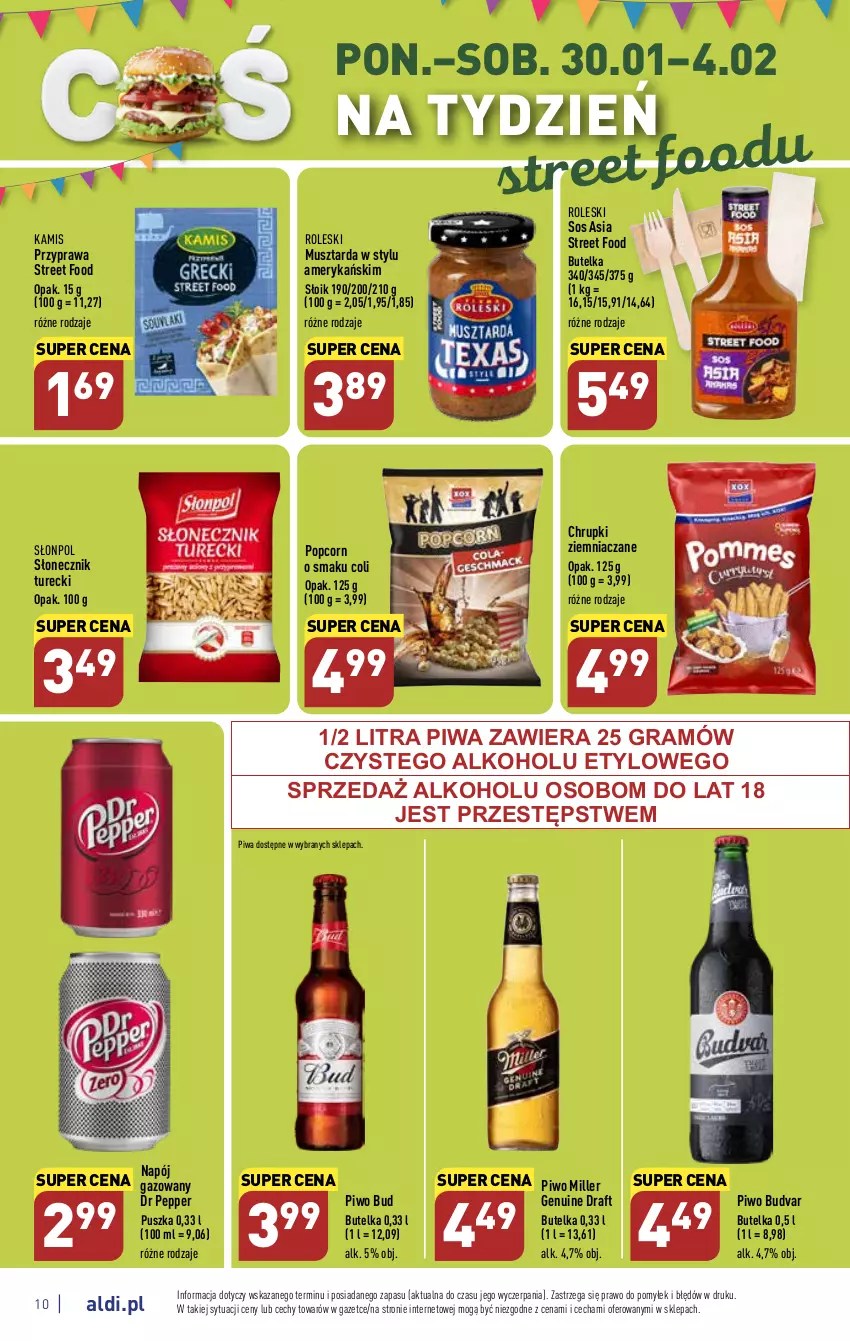 Gazetka promocyjna Aldi - Pełny katalog - ważna 30.01 do 04.02.2023 - strona 10 - produkty: Chrupki, Gra, Kamis, Mus, Musztarda, Napój, Piwa, Piwo, Popcorn, Słonecznik turecki, Słonpol, Sos