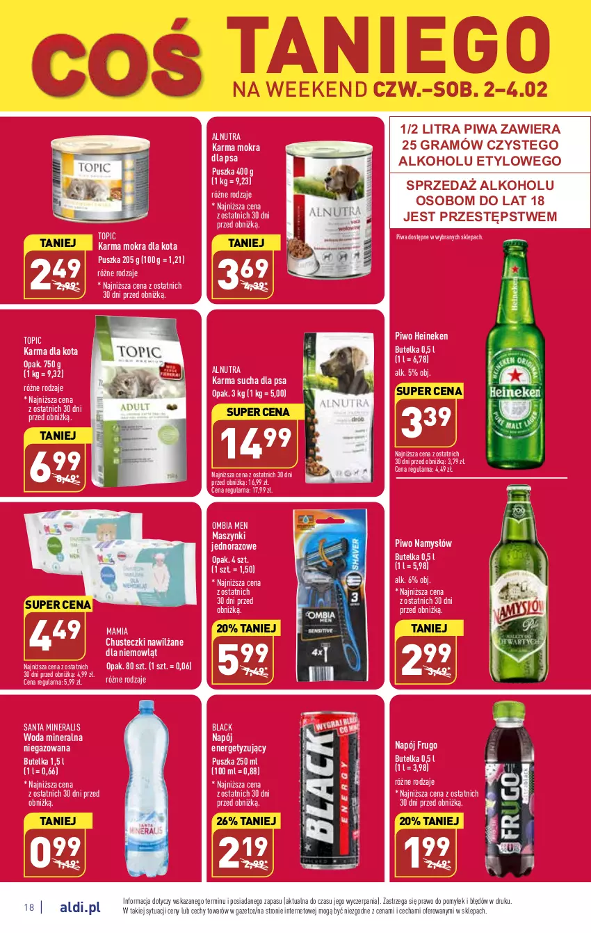 Gazetka promocyjna Aldi - Pełny katalog - ważna 30.01 do 04.02.2023 - strona 18 - produkty: Chusteczki, Gra, Heineken, Lack, Namysłów, Napój, Piwa, Piwo, Top, Woda, Woda mineralna