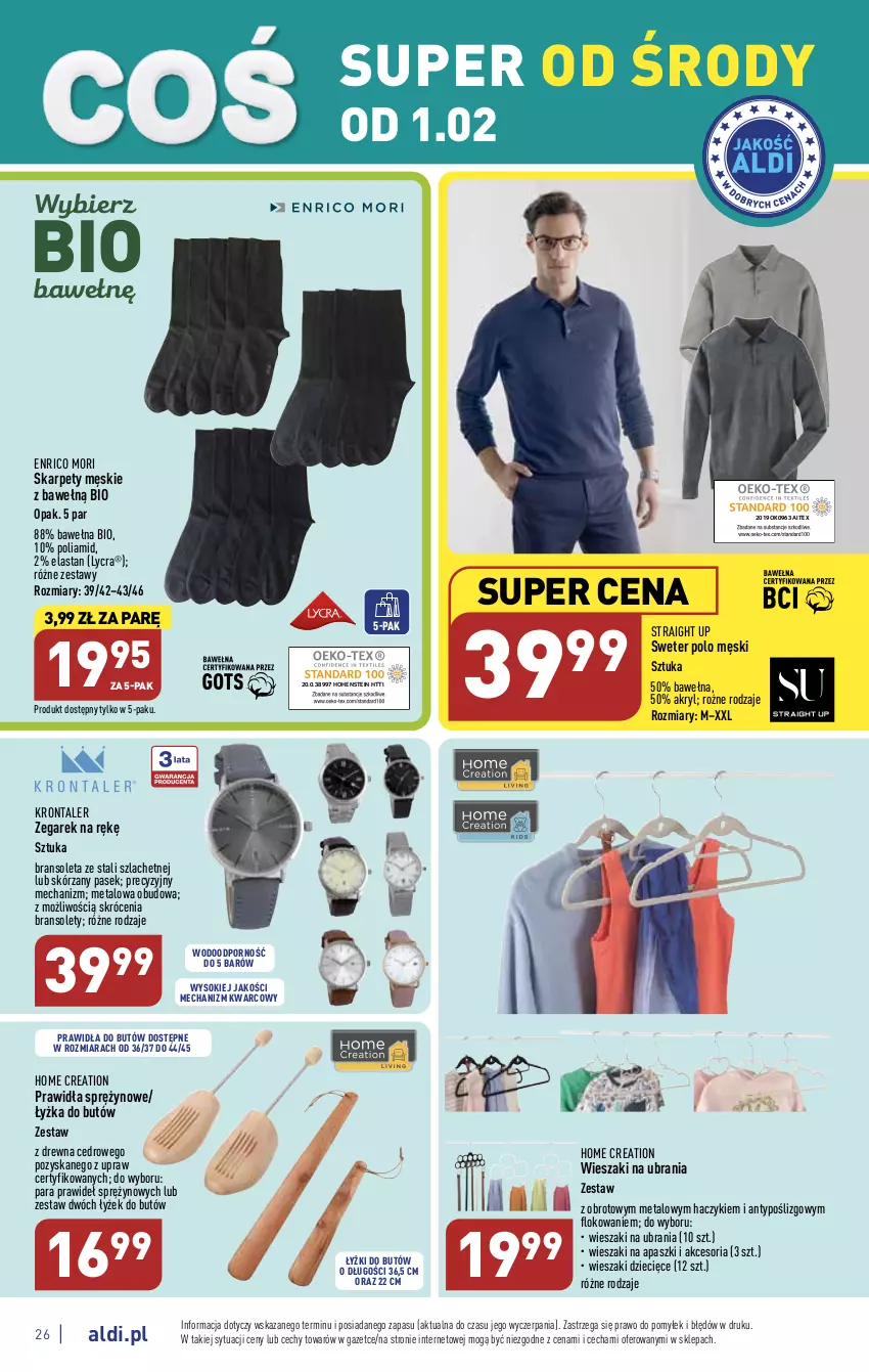 Gazetka promocyjna Aldi - Pełny katalog - ważna 30.01 do 04.02.2023 - strona 26 - produkty: Dzieci, Haczyk, Karp, Pasek, Por, Sok, Sweter, Ubrania, Wełna, Wieszak, Zegar, Zegarek