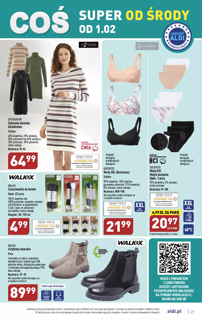 Gazetka promocyjna Aldi - Pełny katalog - ważna 30.01 do 04.02.2023 - strona 27 - produkty: Biustonosz, Dzieci, Fa, LANA, Majtki, Moda, Mop, Poszewka, Queentex, Sukienka, Sztyblety, Wełna