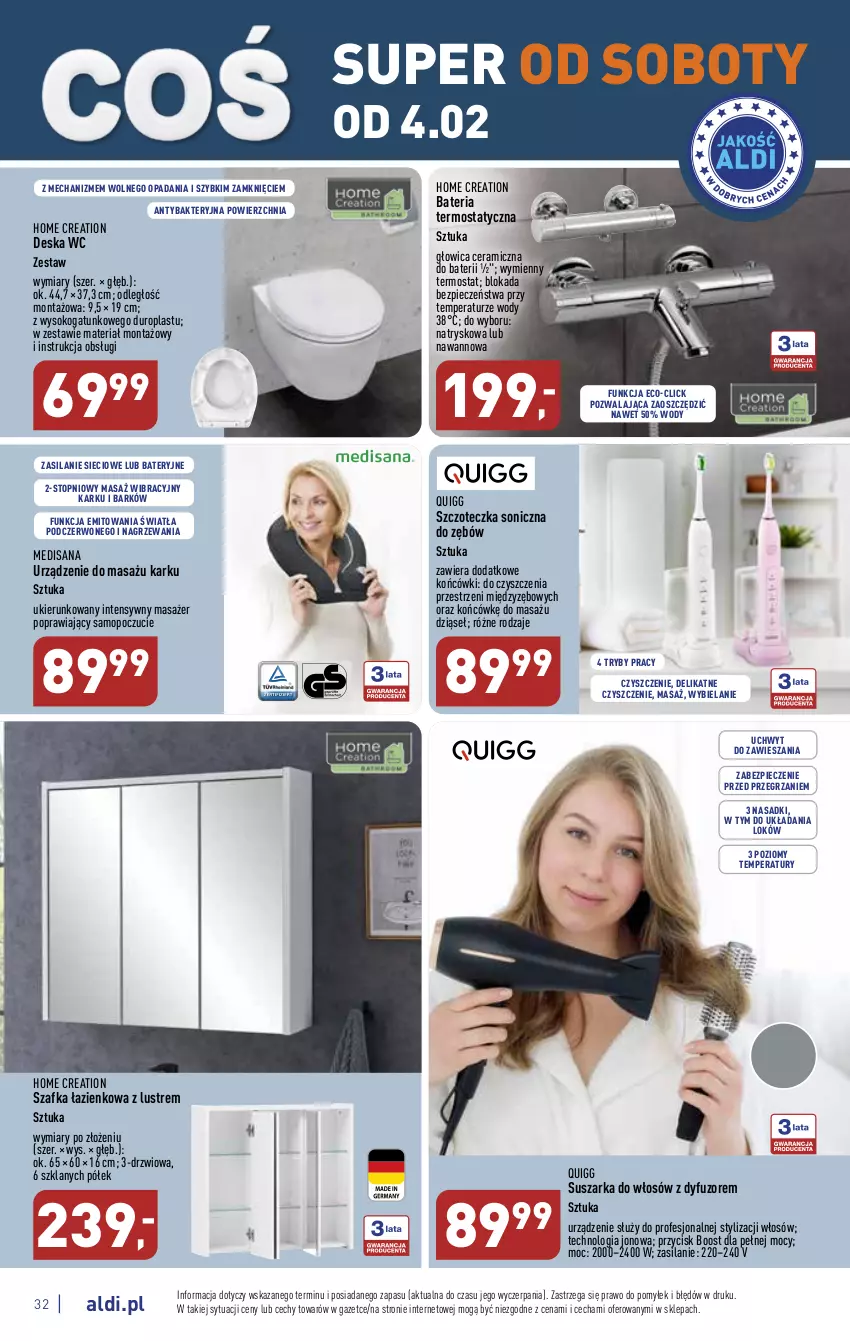 Gazetka promocyjna Aldi - Pełny katalog - ważna 30.01 do 04.02.2023 - strona 32 - produkty: Bateria, Drzwi, Isana, Masażer, Mop, Piec, Silan, Sok, Suszarka, Szafka, Szafka łazienkowa, Szczoteczka, Szczoteczka soniczna, Termos, Top