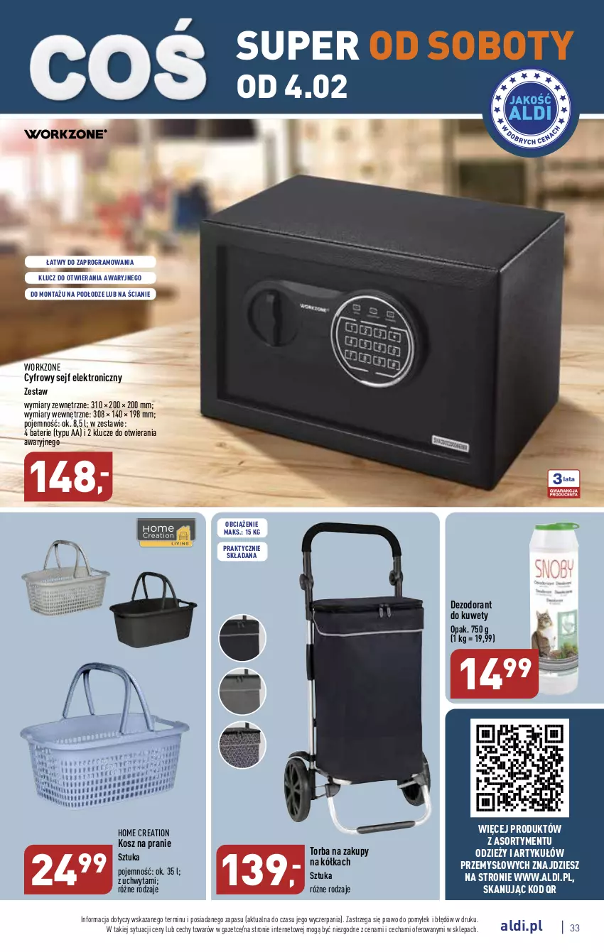 Gazetka promocyjna Aldi - Pełny katalog - ważna 30.01 do 04.02.2023 - strona 33 - produkty: Dezodorant, Gra, Kosz, Sejf, Torba, Torba na zakupy