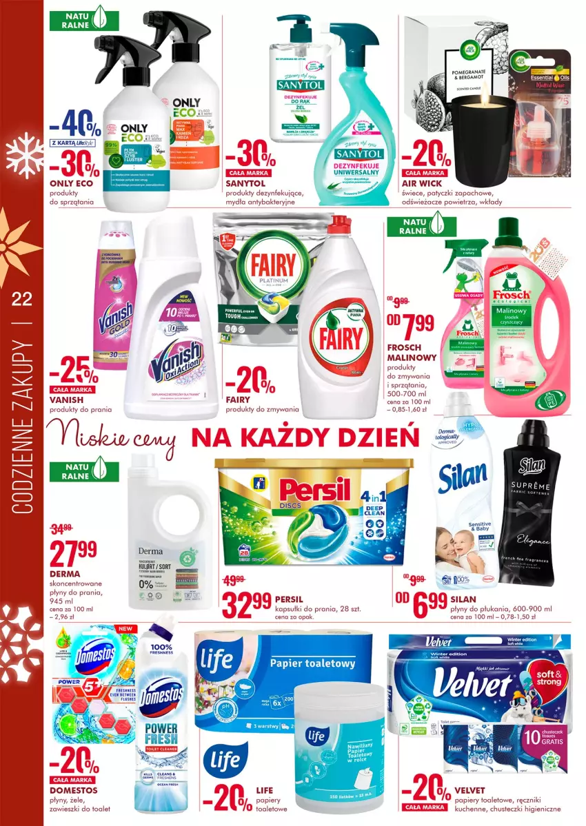 Gazetka promocyjna Super Pharm - Gazetka - ważna 11.01 do 25.01.2022 - strona 22 - produkty: Air Wick, Chusteczki, Fa, Fairy, Frosch, Gra, Granat, Papier, Persil, Sanytol, Silan, Vanish, Velvet, Zawieszki