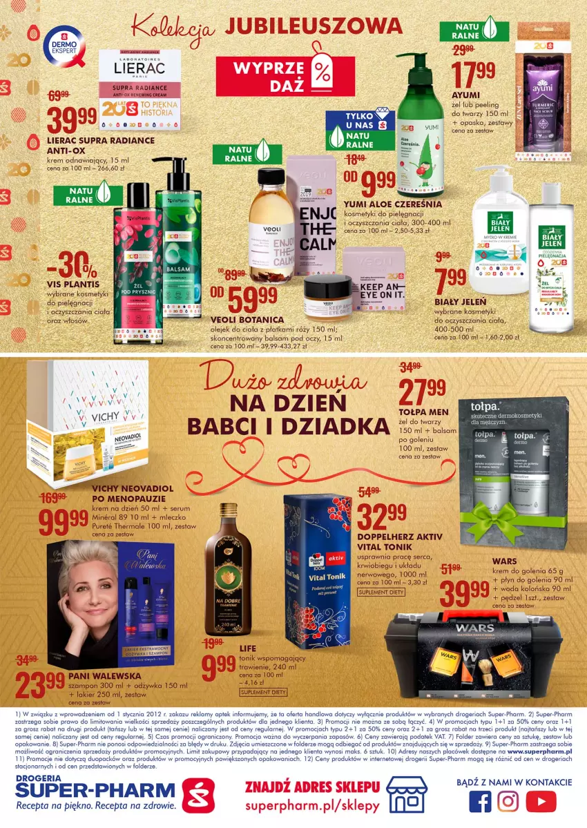 Gazetka promocyjna Super Pharm - Gazetka - ważna 11.01 do 25.01.2022 - strona 24 - produkty: Ayumi, Balsam pod oczy, Biały Jeleń, Doppelherz, Dres, Fa, Gra, Kosmetyki do pielęgnacji, Krem do golenia, Krem na dzień, Lakier, Lierac, Mleczko, Olej, Olejek do ciała, Opaska, Peeling, Pur, Rum, Ser, Serum, Suplement diety, Szampon, Tołpa, Tonik, Veoli Botanica, Woda, Woda kolońska, Zdrowie