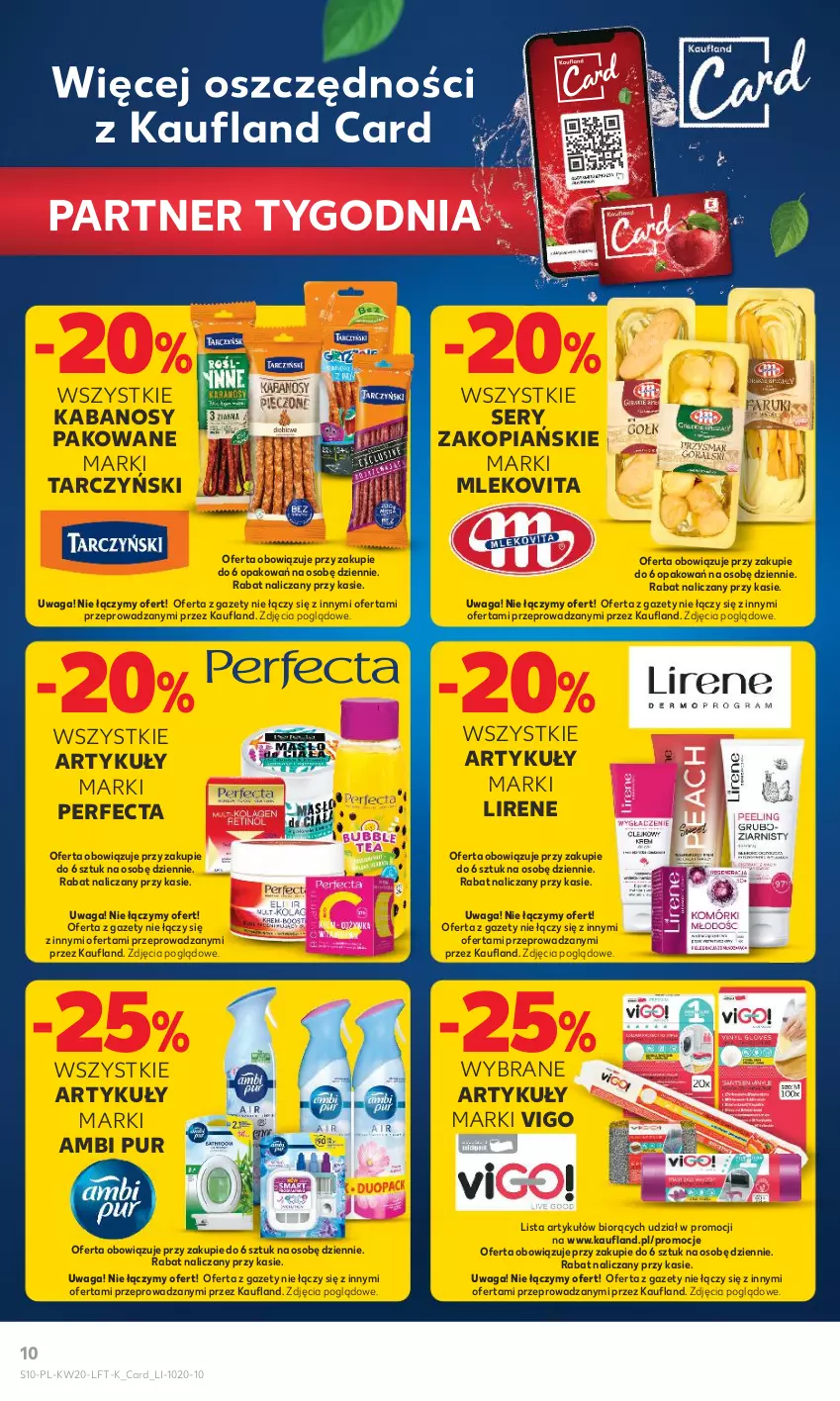 Gazetka promocyjna Kaufland - Gazetka tygodnia - ważna 18.05 do 24.05.2023 - strona 10 - produkty: Ambi Pur, Kabanos, Lirene, Mleko, Mlekovita, Perfecta, Pur, Ser, Tarczyński, Waga