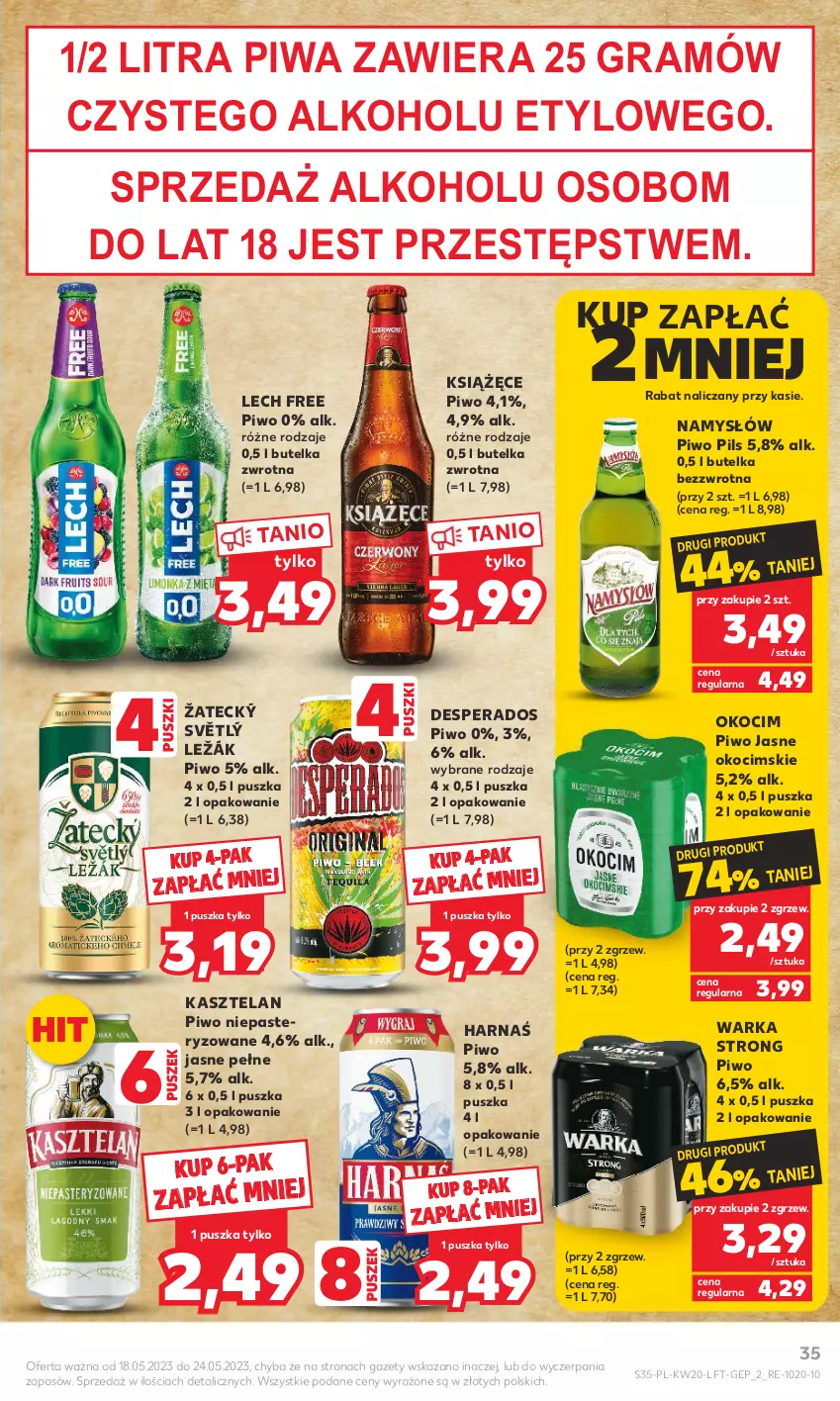 Gazetka promocyjna Kaufland - Gazetka tygodnia - ważna 18.05 do 24.05.2023 - strona 35 - produkty: Desperados, Gra, Harnaś, Kasztelan, Koc, Książęce, Namysłów, Okocim, Piwa, Piwo, Piwo jasne, Warka