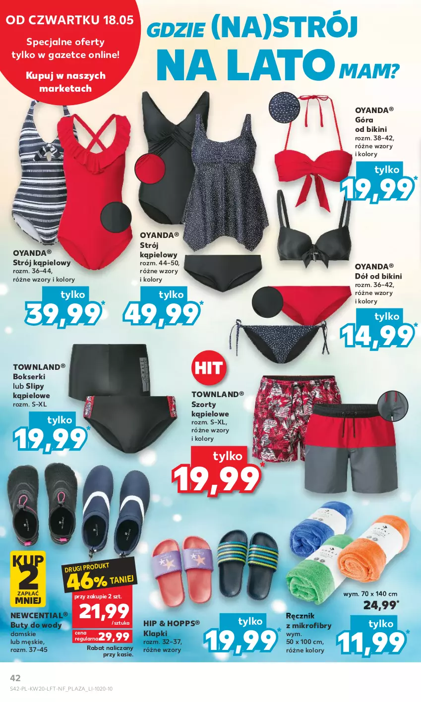 Gazetka promocyjna Kaufland - Gazetka tygodnia - ważna 18.05 do 24.05.2023 - strona 42 - produkty: Bikini, Bokserki, Buty, Buty do wody, Klapki, Ręcznik, Ser, Slipy, Strój kąpielowy, Szorty