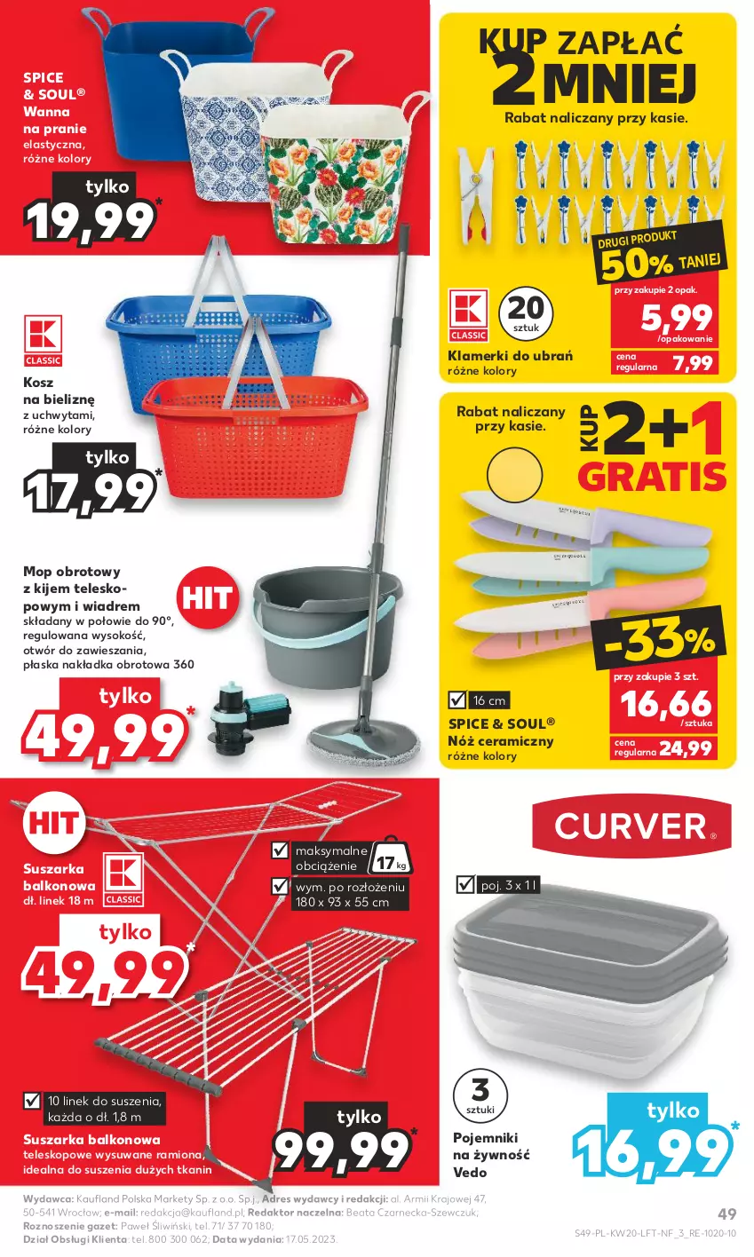 Gazetka promocyjna Kaufland - Gazetka tygodnia - ważna 18.05 do 24.05.2023 - strona 49 - produkty: Dres, Gra, Kije, Kosz, Kosz na bieliznę, Mop, Nóż ceramiczny, Pojemnik, Sok, Suszarka, Suszarka balkonowa, Teleskop, Wanna