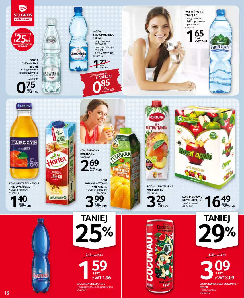 Gazetka promocyjna Selgros - Oferta spożywcza - ważna 17.03 do 30.03.2022 - strona 16 - produkty: Cisowianka, Fortuna, Hortex, Kokos, Napoje, Nektar, Sok, Sok jabłkowy, Staropolanka, Tymbark, Woda