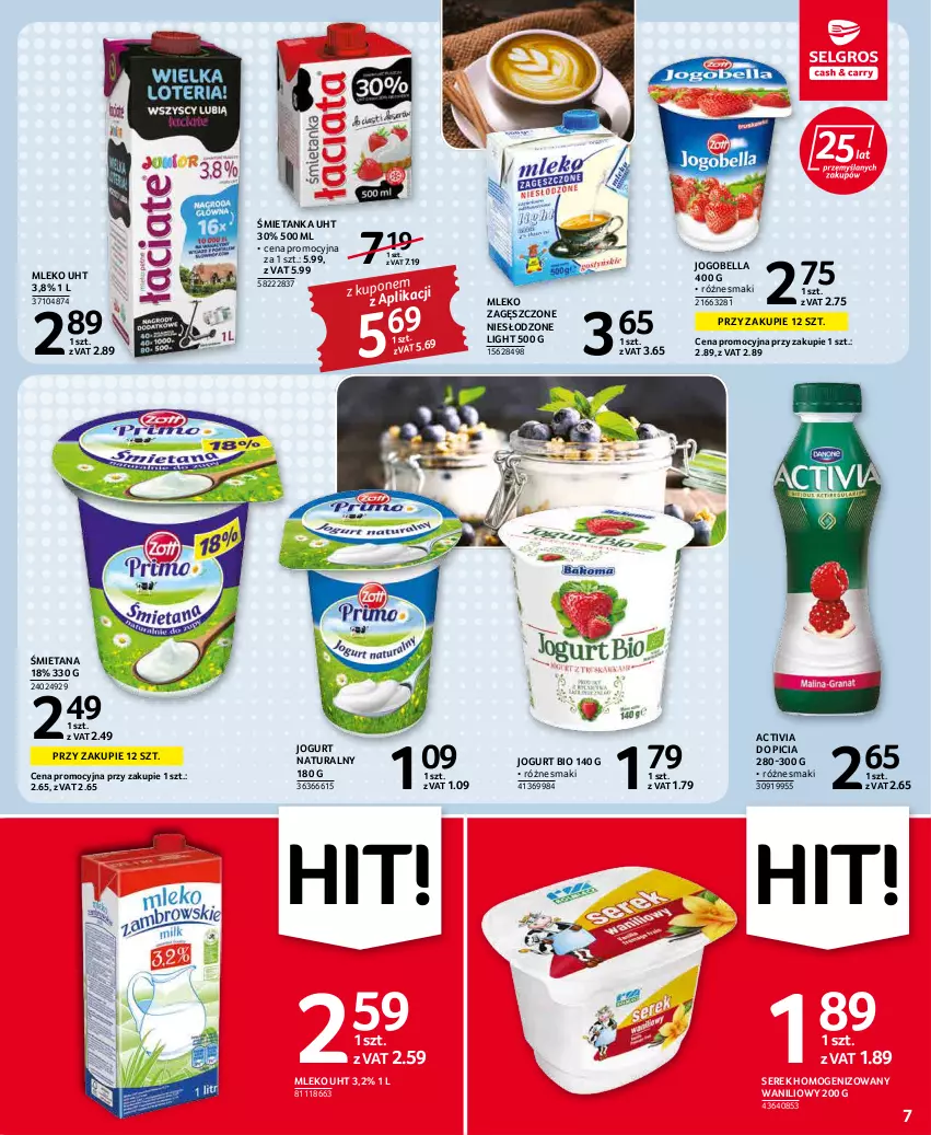 Gazetka promocyjna Selgros - Oferta spożywcza - ważna 17.03 do 30.03.2022 - strona 7 - produkty: Activia, Bell, Bella, Jogobella, Jogurt, Jogurt bio, Jogurt naturalny, Mleko, Mleko zagęszczone, Ser, Serek, Serek homogenizowany