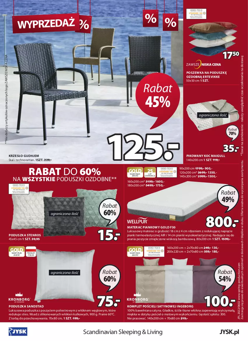 Gazetka promocyjna Jysk - Oferta tygodnia - ważna 08.06 do 21.06.2022 - strona 25 - produkty: Gra, Koc, Komplet pościeli, Krzesło, Materac, Materac piankowy, Poduszka, Pościel, Poszewka, Sok, Tera