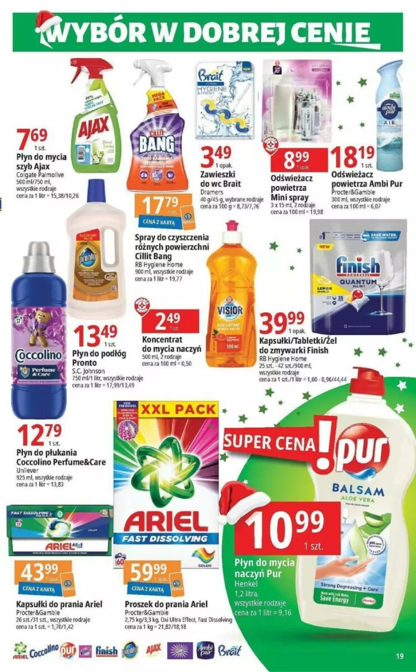 Gazetka promocyjna E Leclerc - ważna 21.11 do 02.12.2023 - strona 11 - produkty: Ajax, Ambi Pur, Ariel, Cillit Bang, Coccolino, Colgate, Fa, Finish, Gry, Kapsułki do prania, LG, Palmolive, Perfum, Płyn do mycia, Płyn do płukania, Pronto, Proszek do prania, Pur, Spray do czyszczenia, Tablet, Tera, Zawieszki, Zmywarki