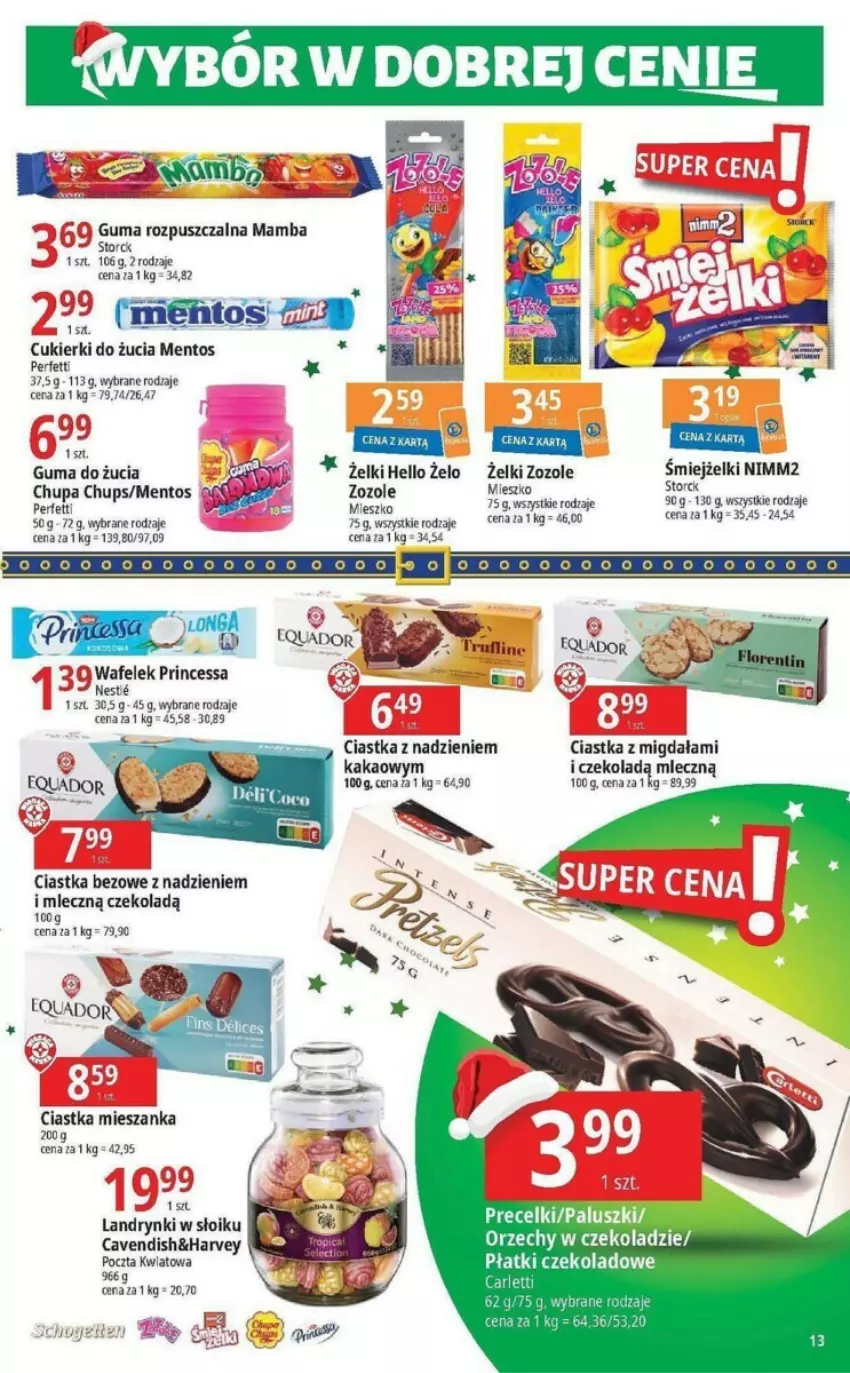 Gazetka promocyjna E Leclerc - ważna 21.11 do 02.12.2023 - strona 5 - produkty: Chupa Chups, Ciastka, Cukier, Cukierki, Guma do żucia, Guma rozpuszczalna, Kakao, Mamba, Mentos, Nimm2, Orzechy w czekoladzie, Precelki, Wafelek