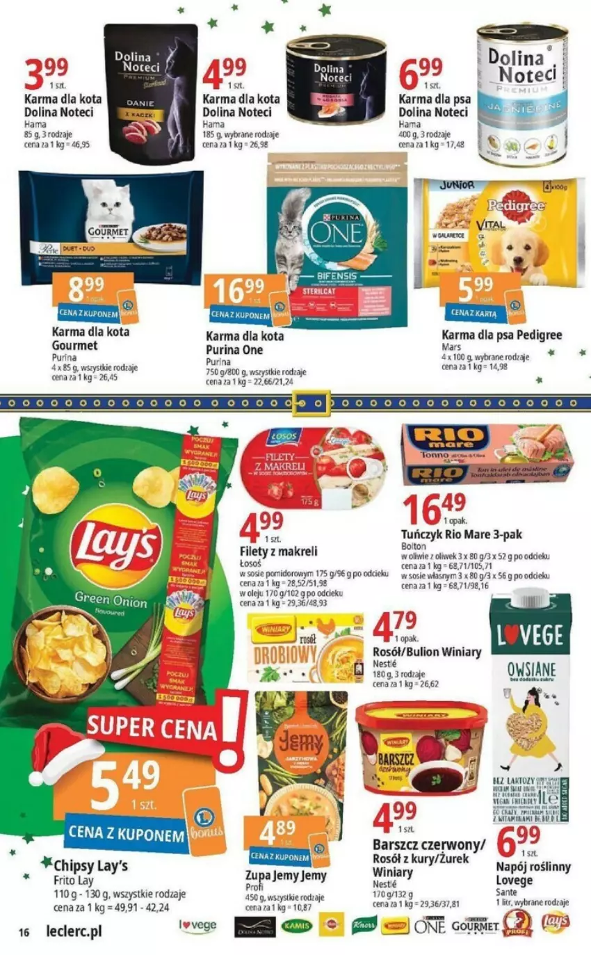 Gazetka promocyjna E Leclerc - ważna 21.11 do 02.12.2023 - strona 8 - produkty: Bulion, Chipsy, Hama, Lion, Mars, Napój, Olej, Pedigree, Pur, Purina, Rio Mare, Rosół, Sante, Sos, Tuńczyk, Winiary