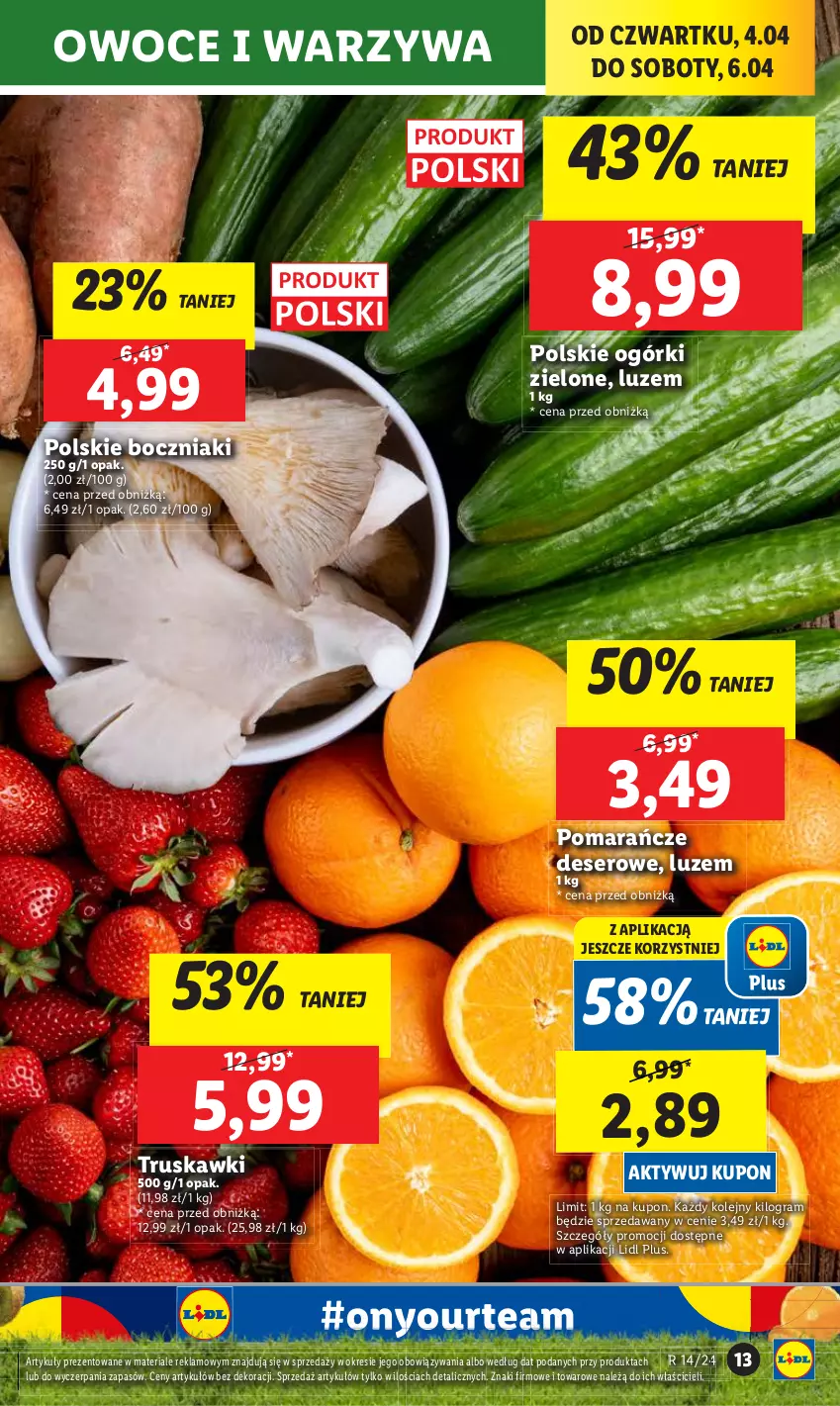 Gazetka promocyjna Lidl - GAZETKA - ważna 04.04 do 06.04.2024 - strona 17 - produkty: Boczniak, Deser, Gra, Olej, Owoce, Ser, Truskawki, Warzywa