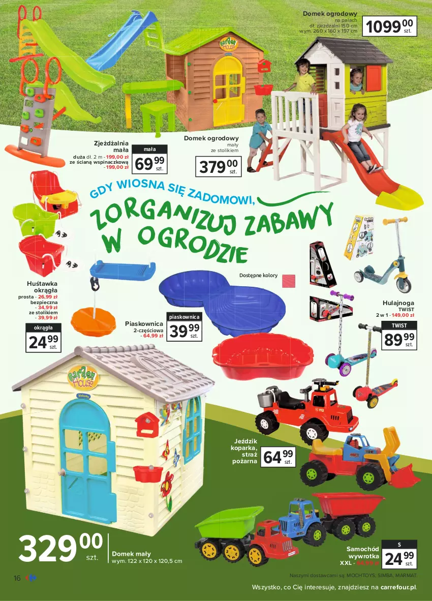 Gazetka promocyjna Carrefour - Gazetka Ogród - ważna 15.03 do 12.04.2021 - strona 16 - produkty: Hulajnoga, Huśtawka, Parka, Piec, Samochód, Stolik, Straż pożarna, Wywrotka