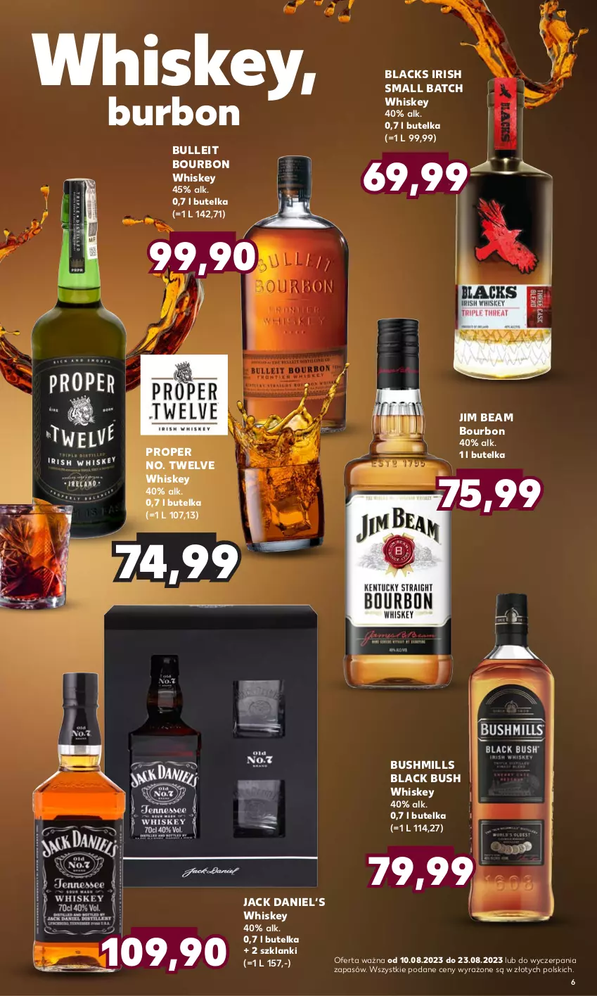 Gazetka promocyjna Kaufland - Barek Kauflandu - ważna 10.08 do 23.08.2023 - strona 6 - produkty: Bourbon, Bulleit Bourbon, Bushmills, Jim Beam, Lack, Lanki, Whiskey