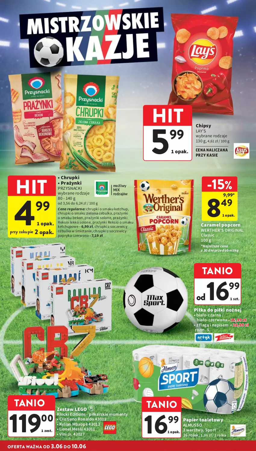 Gazetka promocyjna Intermarche - Gazetka Intermarche - ważna 03.06 do 10.06.2026 - strona 20 - produkty: Beko, Chipsy, Chrupki, Gin, Ketchup, Klocki, LEGO, Lion, Mus, Noż, Papier, Papier toaletowy, Papryka, Papryka czerwona, Popcorn, Por, Przysnacki, Sport