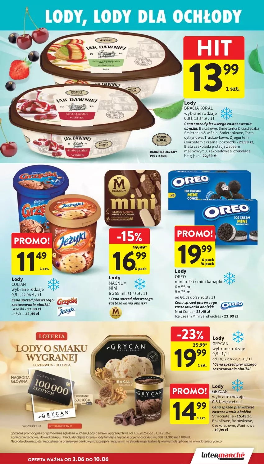 Gazetka promocyjna Intermarche - Gazetka Intermarche - ważna 03.06 do 10.06.2026 - strona 23 - produkty: Czekolada, Gry, Grześki, Jeżyki, Jogurt, LG, Lody, Oreo, Por, Sos, Tarta