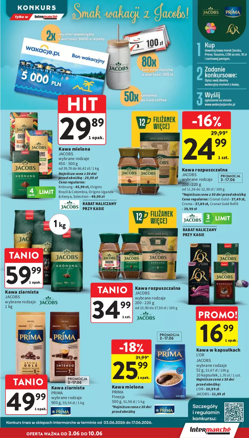 Gazetka promocyjna Intermarche - Gazetka Intermarche - ważna 03.06 do 10.06.2026 - strona 29 - produkty: Gin, Jacobs, Kawa, Kawa mielona, Kawa rozpuszczalna, Kawa ziarnista, Prima