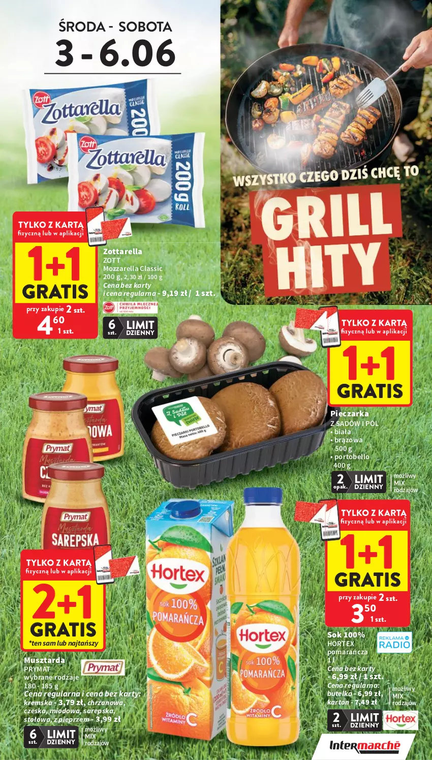 Gazetka promocyjna Intermarche - Gazetka Intermarche - ważna 03.06 do 10.06.2026 - strona 3 - produkty: Bell, Chrzan, Gra, Hortex, Mozzarella, Mus, Musztarda, Piec, Pieczarka, Pieprz, Por, Portobello, Prymat, Sok, Zott, Zottarella