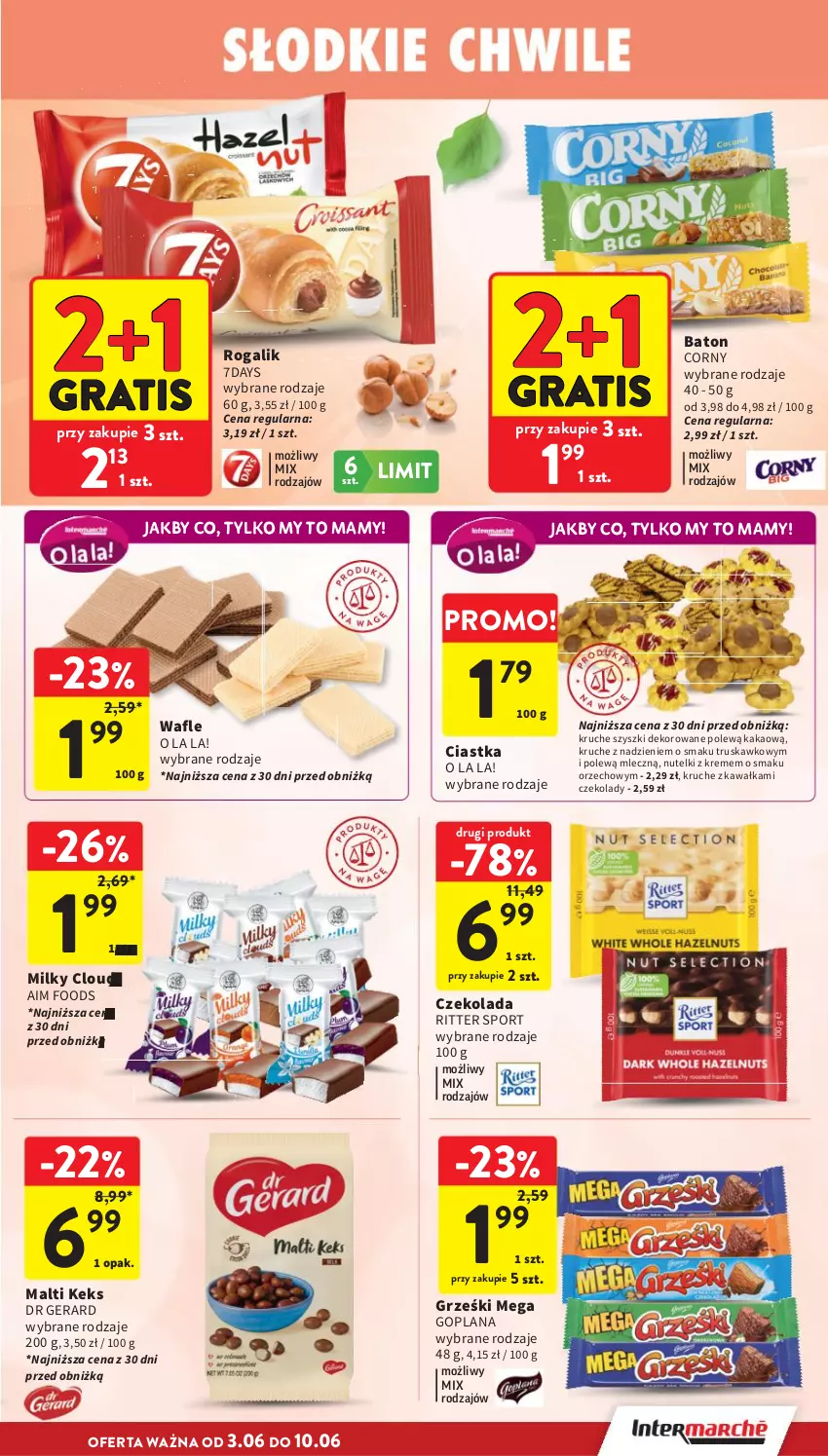 Gazetka promocyjna Intermarche - Gazetka Intermarche - ważna 03.06 do 10.06.2026 - strona 31 - produkty: Baton, Ciastka, Czekolada, Dr Gerard, Goplana, Gra, Grześki, Kakao, Kawa, LANA, Por, Ritter Sport, Rogal, Sport, Wafle