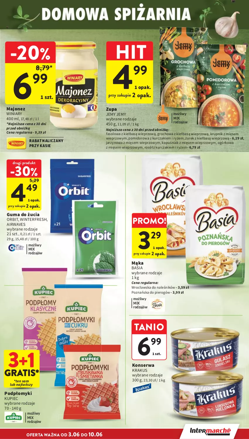Gazetka promocyjna Intermarche - Gazetka Intermarche - ważna 03.06 do 10.06.2026 - strona 33 - produkty: Basia, Fa, Gra, Groch, Guma do żucia, Krakus, Krupnik, Kupiec, Kurczak, Majonez, Mąka, Orbit, Piec, Rosół, Ryż, Ser, Winiary, Zupa