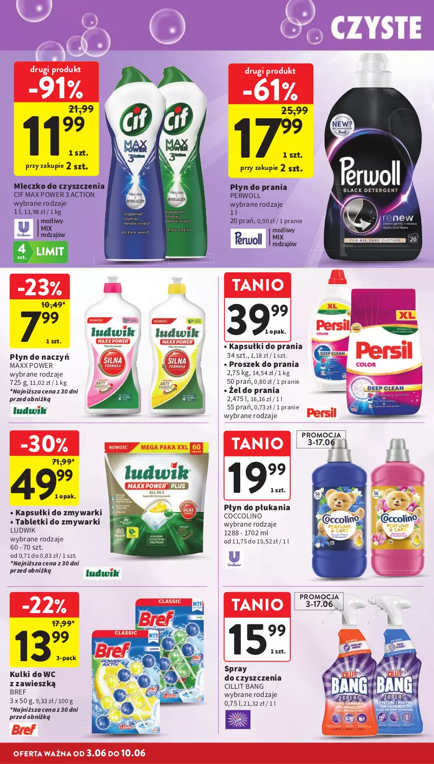 Gazetka promocyjna Intermarche - Gazetka Intermarche - ważna 03.06 do 10.06.2026 - strona 38 - produkty: Bref, Cif, Cillit Bang, Coccolino, Kapsułki do prania, Kulki do wc, Ludwik, Mleczko, Perwoll, Płyn do płukania, Płyn do prania, Proszek do prania, Spray do czyszczenia, Tablet, Tabletki do zmywarki, Zmywarki
