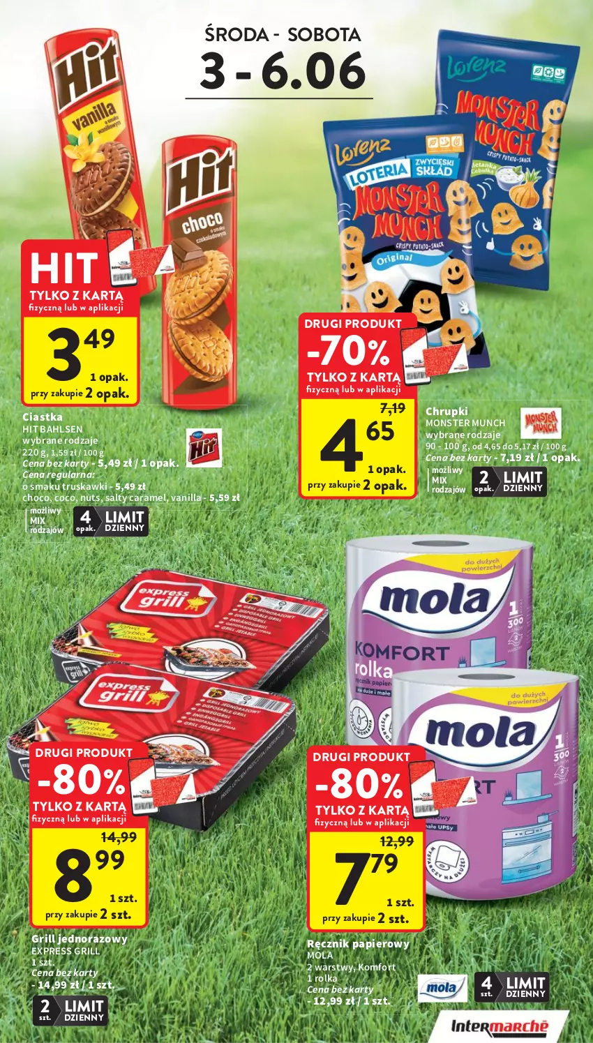 Gazetka promocyjna Intermarche - Gazetka Intermarche - ważna 03.06 do 10.06.2026 - strona 5 - produkty: Chrupki, Ciastka, Grill, Mola, Monster Munch, Papier, Ręcznik, Truskawki