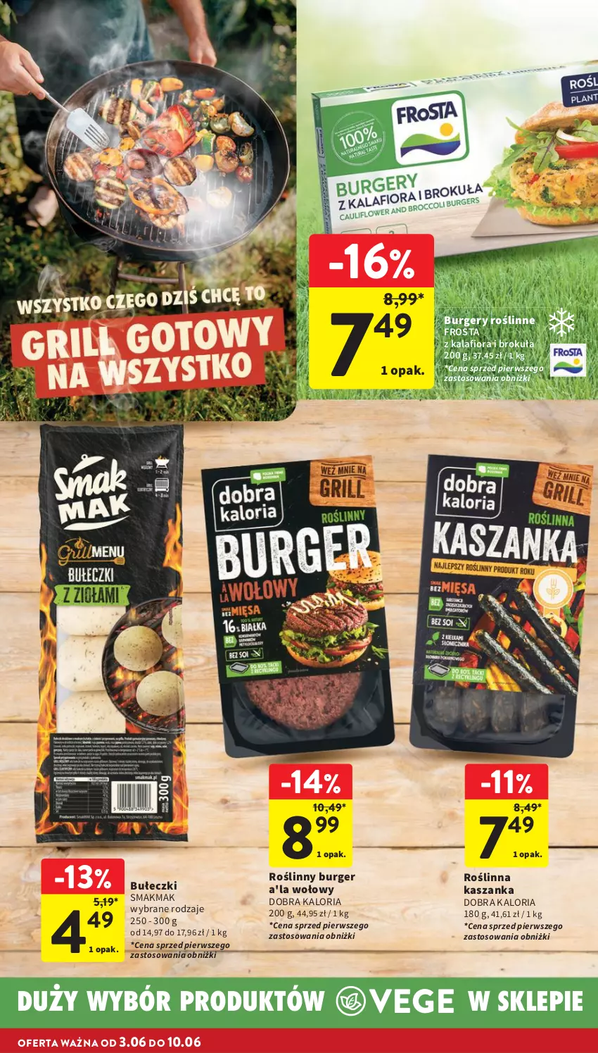 Gazetka promocyjna Intermarche - Gazetka Intermarche - ważna 03.06 do 10.06.2026 - strona 8 - produkty: Bułeczki, Burger, Frosta, Kalafior, Kasza, Kaszanka, Roślinny burger