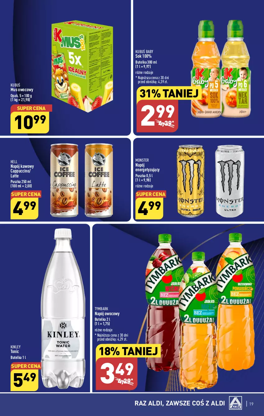 Gazetka promocyjna Aldi - Pełna oferta - ważna 04.09 do 09.09.2023 - strona 19 - produkty: Cappuccino, Kubuś, Mus, Napój, Sok, Tymbark