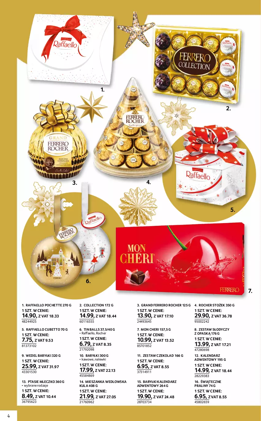 Gazetka promocyjna Selgros - Katalog Prezenty - ważna 25.11 do 01.12.2021 - strona 4 - produkty: Baryłki, Fa, Ferrero, Ferrero Rocher, Gra, Kalendarz, Kalendarz adwentowy, Mieszanka wedlowska, Mleczko, Praliny, Ptasie mleczko, Raffaello