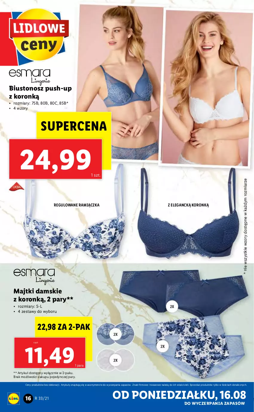 Gazetka promocyjna Lidl - GAZETKA - ważna 16.08 do 21.08.2021 - strona 16 - produkty: Biustonosz, Majtki