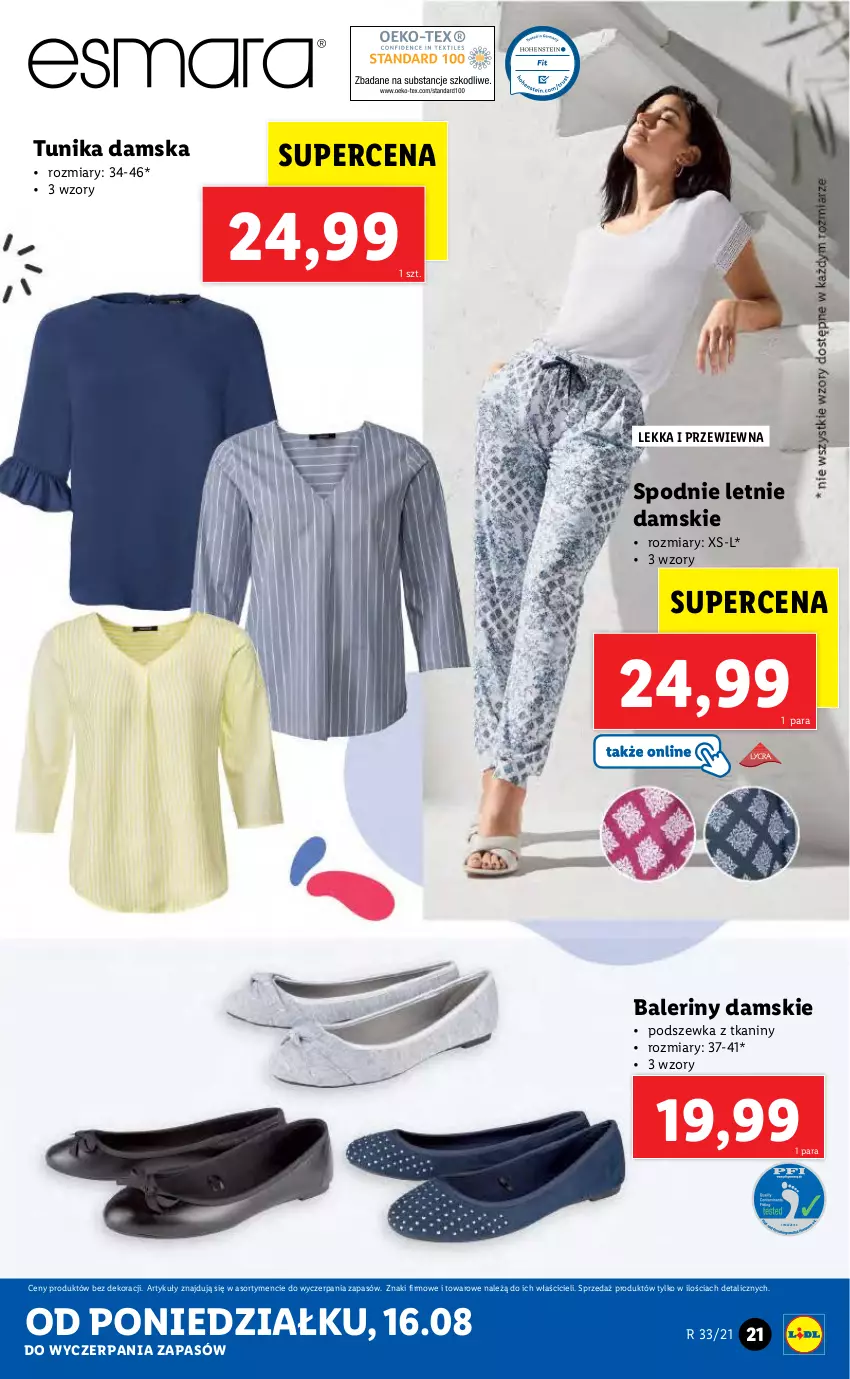 Gazetka promocyjna Lidl - GAZETKA - ważna 16.08 do 21.08.2021 - strona 21 - produkty: Baleriny, Spodnie, Tunika