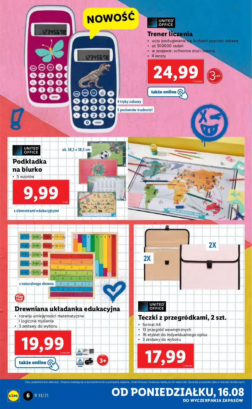 Gazetka promocyjna Lidl - GAZETKA - ważna 16.08 do 21.08.2021 - strona 6 - produkty: Bateria, Biurko, Podkład, Podkładka, Układanka