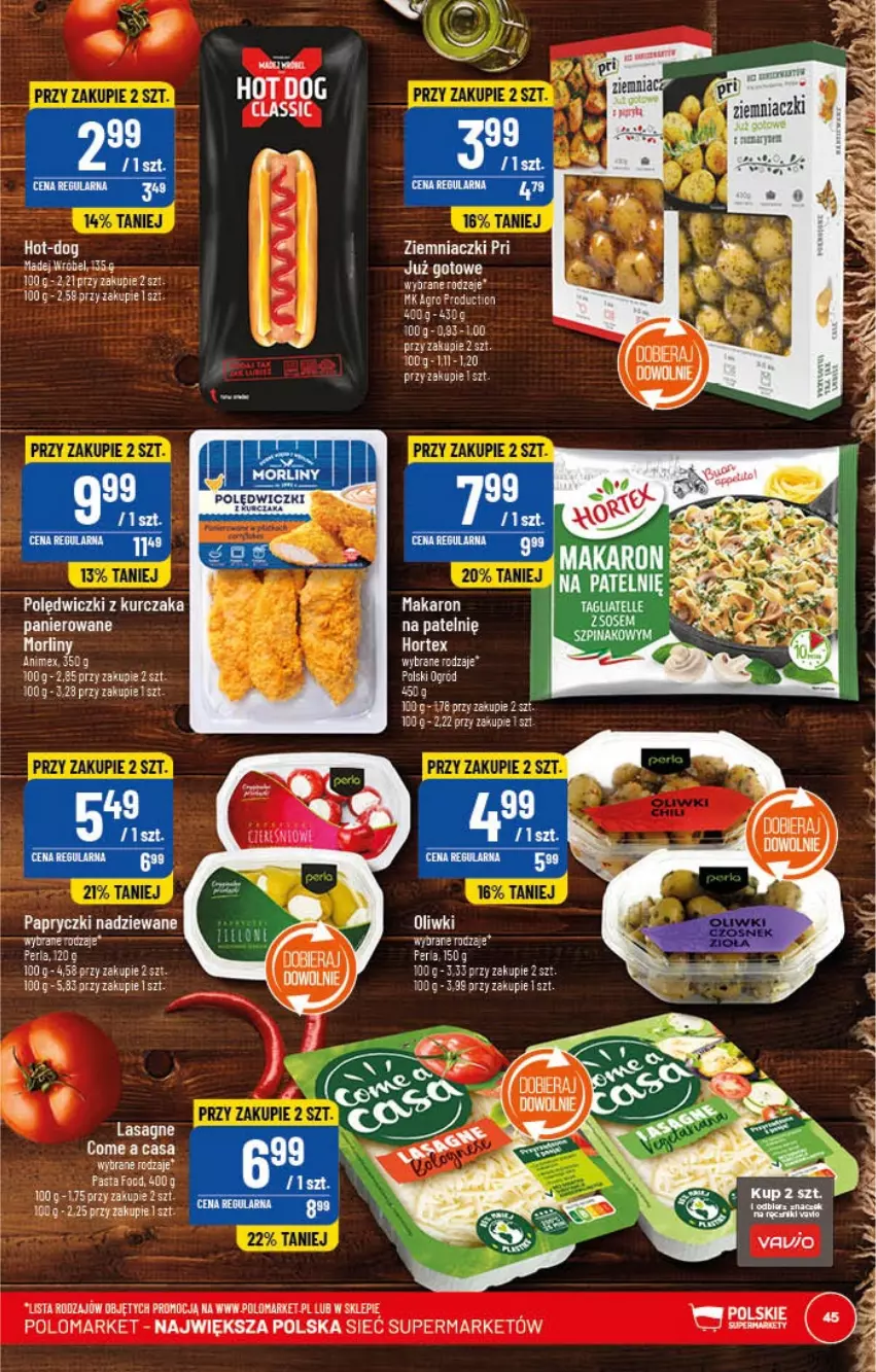 Gazetka promocyjna PoloMarket - Gazetka pomocyjna - ważna 08.02 do 14.02.2023 - strona 45 - produkty: Fa, Hortex, Kurczak, Lasagne, LG, Makaron, Oliwki, Papryczki nadziewane, Polędwiczki z kurczaka