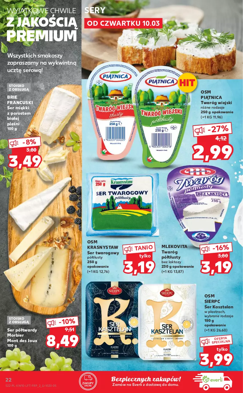 Gazetka promocyjna Kaufland - OFERTA TYGODNIA - ważna 10.03 do 16.03.2022 - strona 22 - produkty: Brie, Kasztelan, Kosz, Mleko, Mlekovita, Piątnica, Piec, Por, Ser, Ser Kasztelan, Ser twarogowy, Twaróg, Twaróg półtłusty