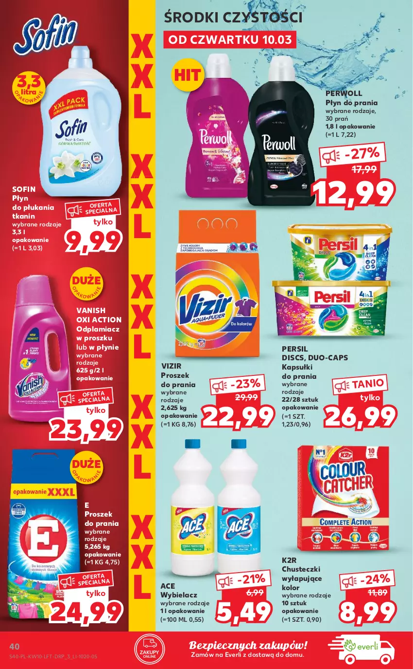 Gazetka promocyjna Kaufland - OFERTA TYGODNIA - ważna 10.03 do 16.03.2022 - strona 40 - produkty: Chusteczki, K2, Kapsułki do prania, Odplamiacz, Persil, Perwoll, Piec, Płyn do płukania, Płyn do prania, Proszek do prania, Vanish, Vizir