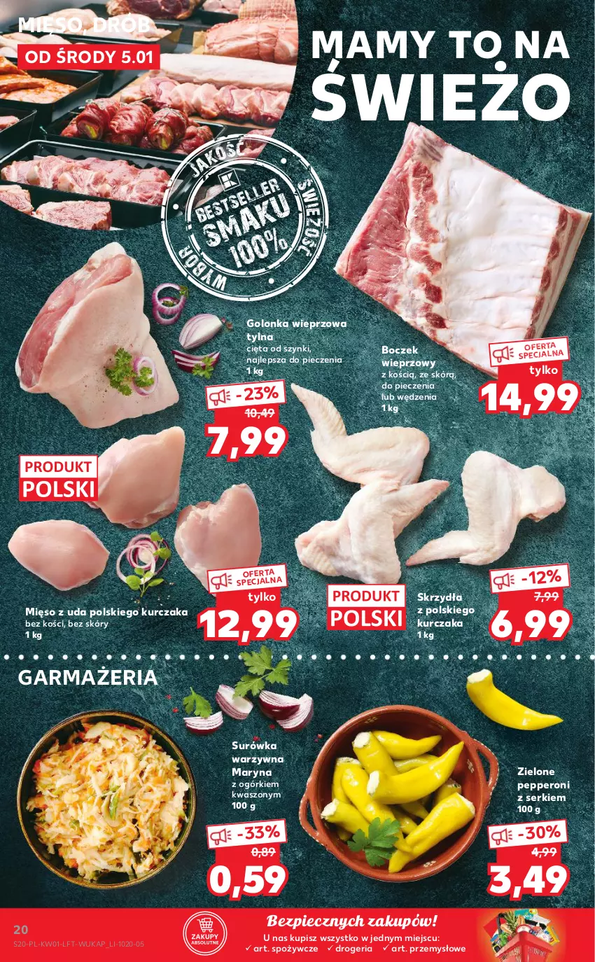 Gazetka promocyjna Kaufland - OFERTA TYGODNIA - ważna 05.01 do 12.01.2022 - strona 20 - produkty: Boczek, Boczek wieprzowy, Drób, Golonka wieprzowa, Kurczak, Mięso, Piec, Ser, Surówka