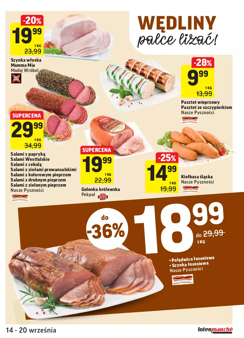 Gazetka promocyjna Intermarche - Gazetka promocyjna - ważna 14.09 do 20.09.2021 - strona 13 - produkty: Fa, Kiełbasa, Kiełbasa śląska, Madej Wróbel, Pasztet, Pekpol, Pieprz, Salami, Salami z papryką, Sos, Szynka