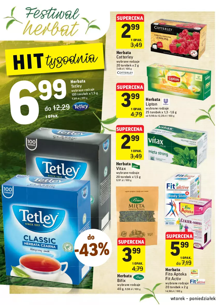 Gazetka promocyjna Intermarche - Gazetka promocyjna - ważna 14.09 do 20.09.2021 - strona 22 - produkty: Apteka, Herbata, Lipton, Tetley, Vitax