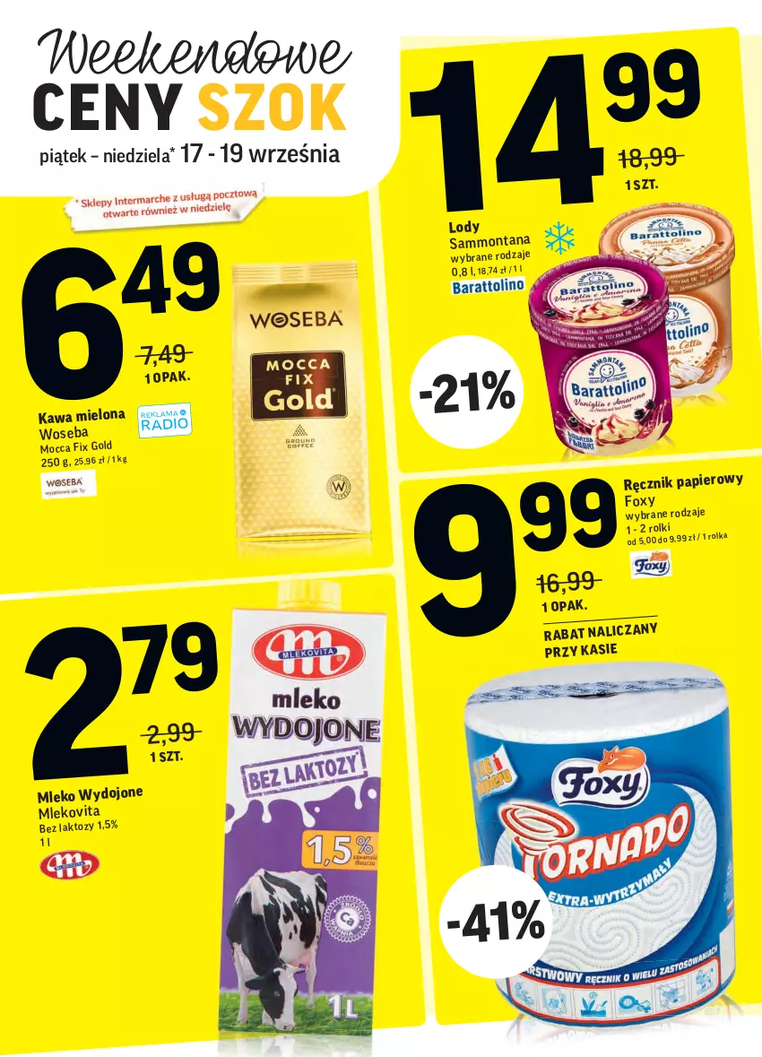 Gazetka promocyjna Intermarche - Gazetka promocyjna - ważna 14.09 do 20.09.2021 - strona 39 - produkty: Foxy, Kawa, Kawa mielona, Lody, Mleko, Mlekovita, Papier, Ręcznik, Woseba